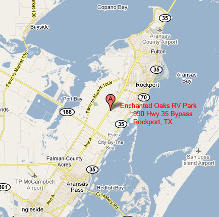 Enchanted Oaks RV Park in Rockport, TX - Map 1